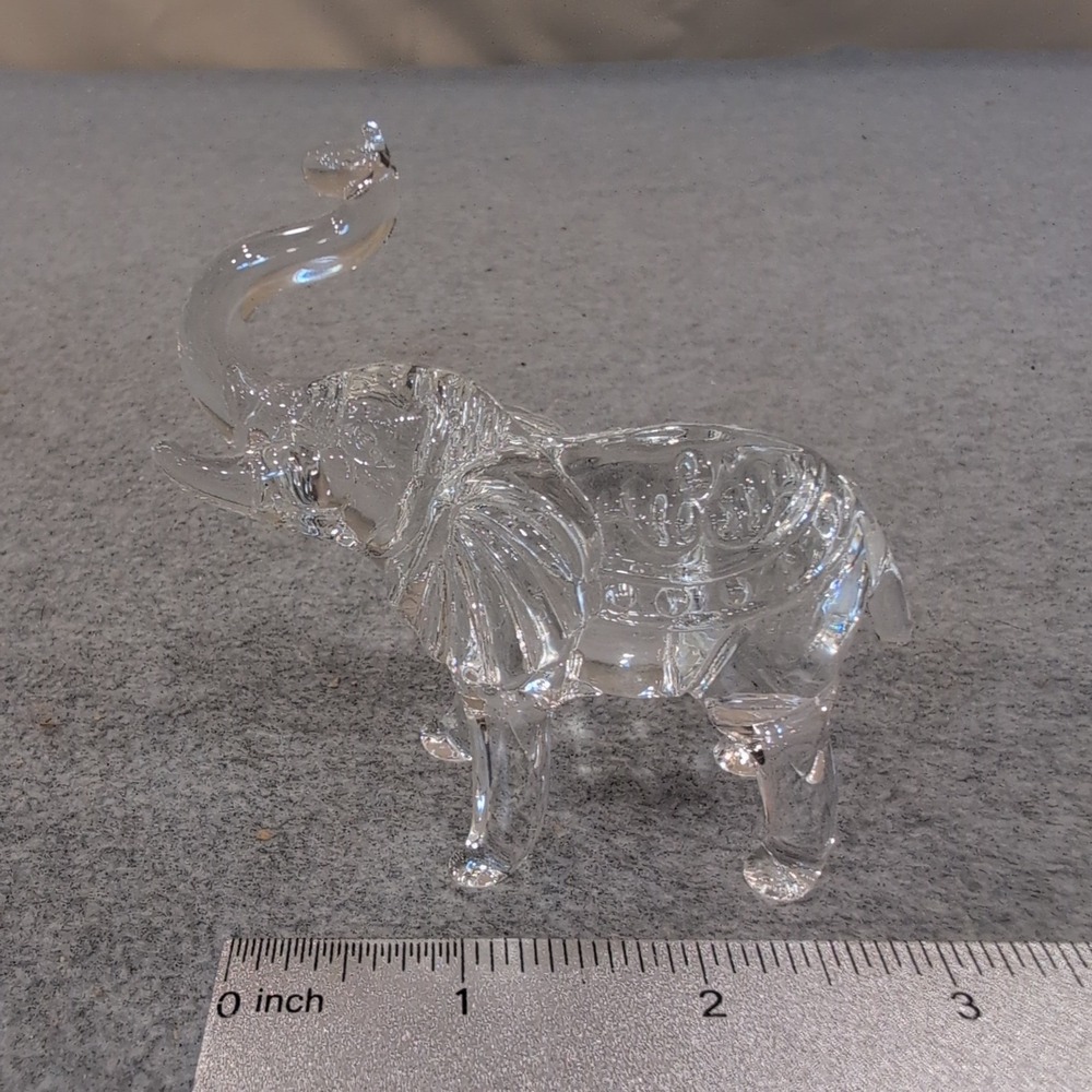 Clear‎ Glass Elephant Figurine Trunk Up Lucky Animal Paperweight Decor - Picture 3 of 4